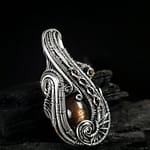 Black Sunstone Tourmalines & Silver wire pendant