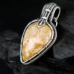 Fossil Coral & Silver wire pendant