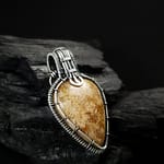 Fossil Coral & Silver wire pendant (I)