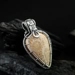 Fossil Coral & Silver wire pendant