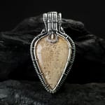 Fossil Coral & Silver wire pendant