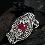 Ruby Tourmaline Amethyst & Silver pendant