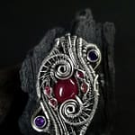 Ruby Tourmaline Amethyst & Silver pendant