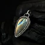 Orange Labradorite & Silver Pendant