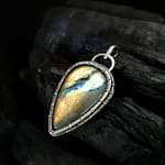 Orange Labradorite & Silver Pendant