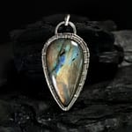 Orange Labradorite & Silver Pendant