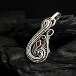 Orange Tourmaline & Silver Small Pendant
