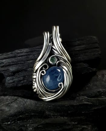 Aquamarine Tourmaline & Silver Pendant