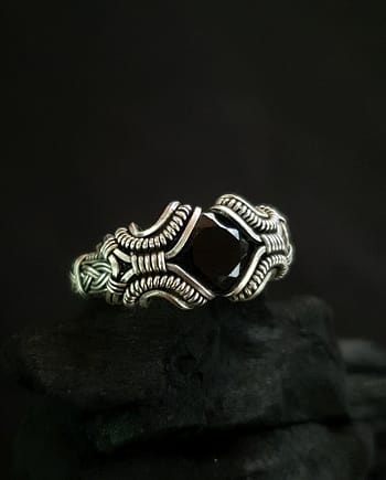Black Spinel & Silver Ring