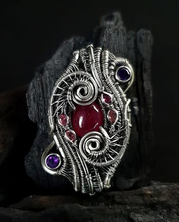 Ruby Tourmaline Amethyst & Silver pendant