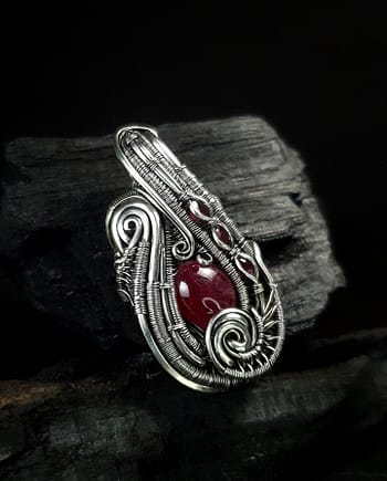 Ruby Tourmaline & Silver Pendant