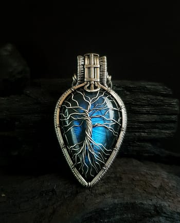 Tree of Life - Blue Labradorite & Silver wire pendant