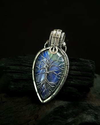Tree of Life - Moonstone & Silver wire pendant