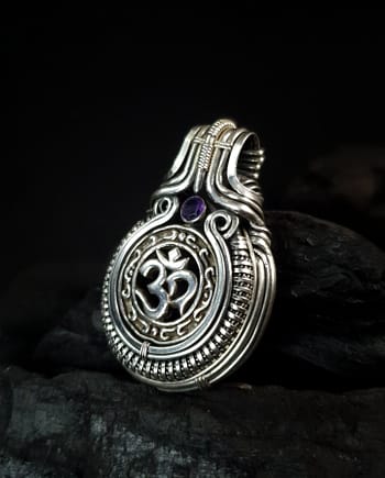 Om - Amethyst & Silver pendant