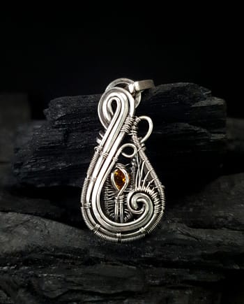 Orange Tourmaline & Silver Small Pendant