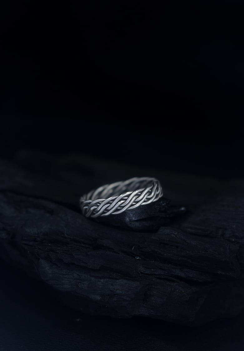Six Braids - Silver Ring Band (size 8 1/2)