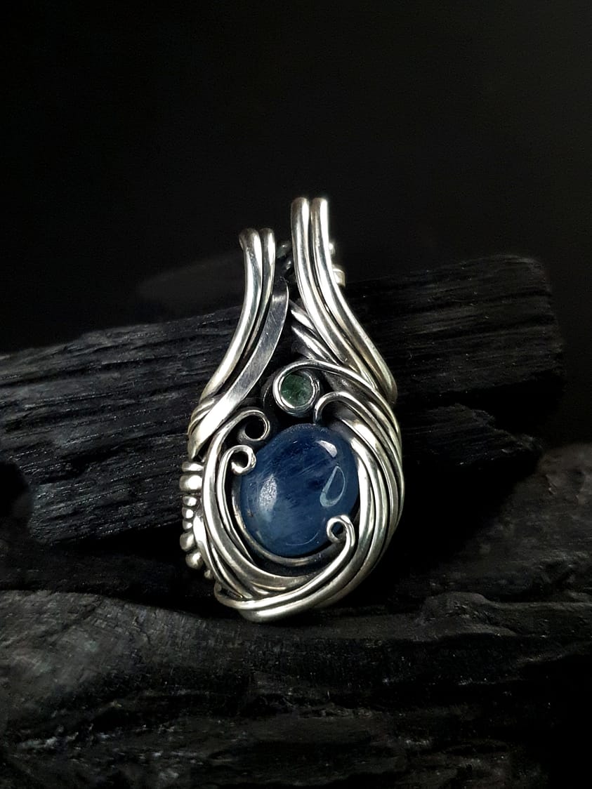 Aquamarine Tourmaline & Silver Pendant