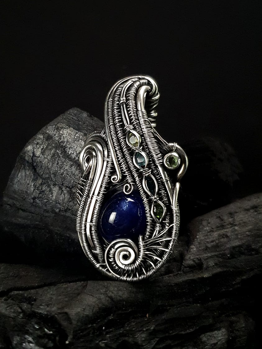 Sapphire Tourmaline & Silver pendant