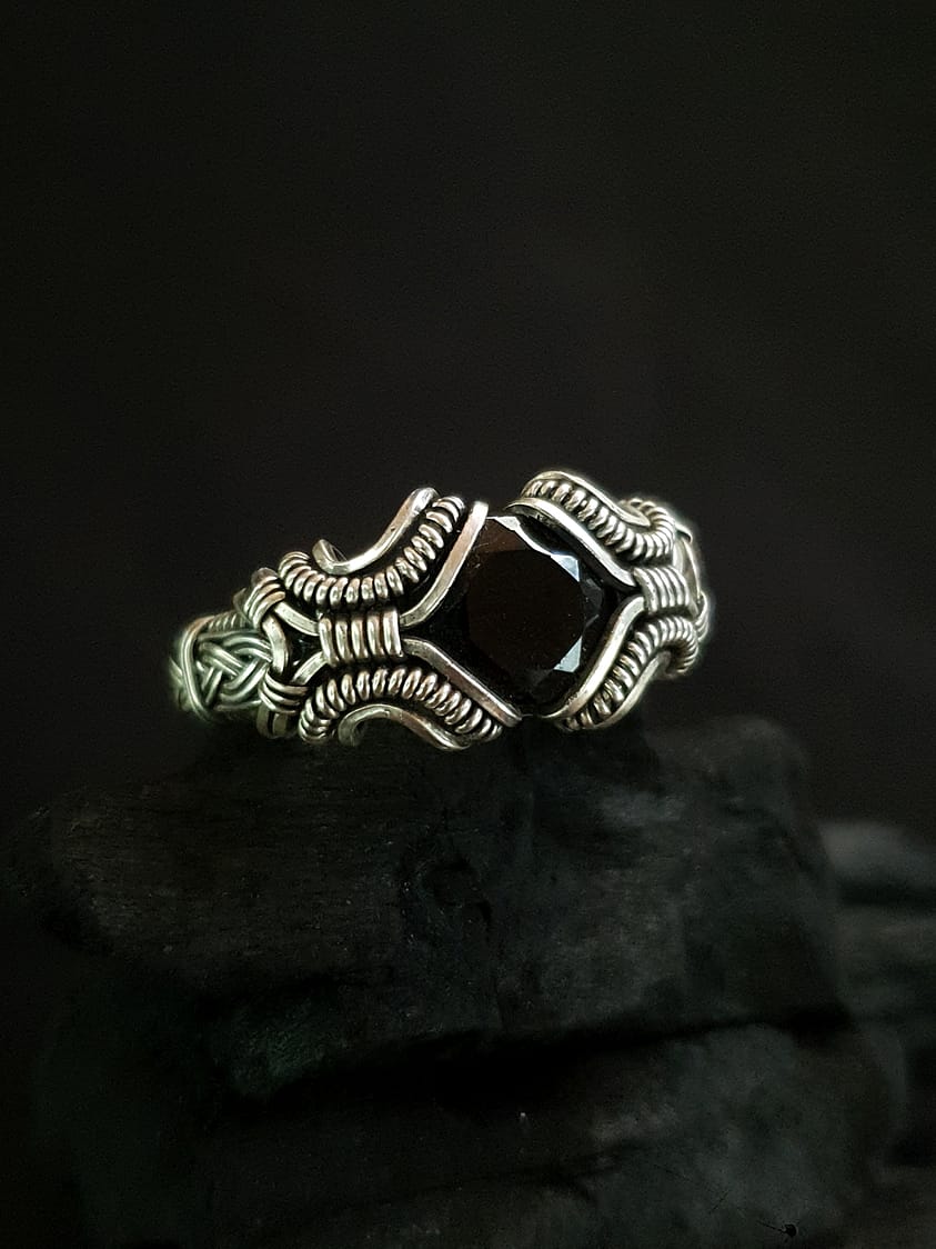 Black Spinel & Silver Ring
