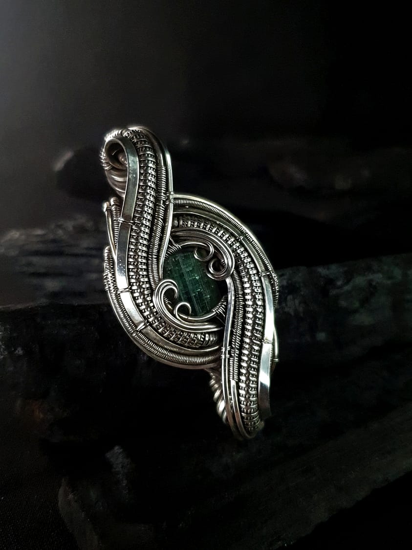 Green Tourmaline & Silver Pendant
