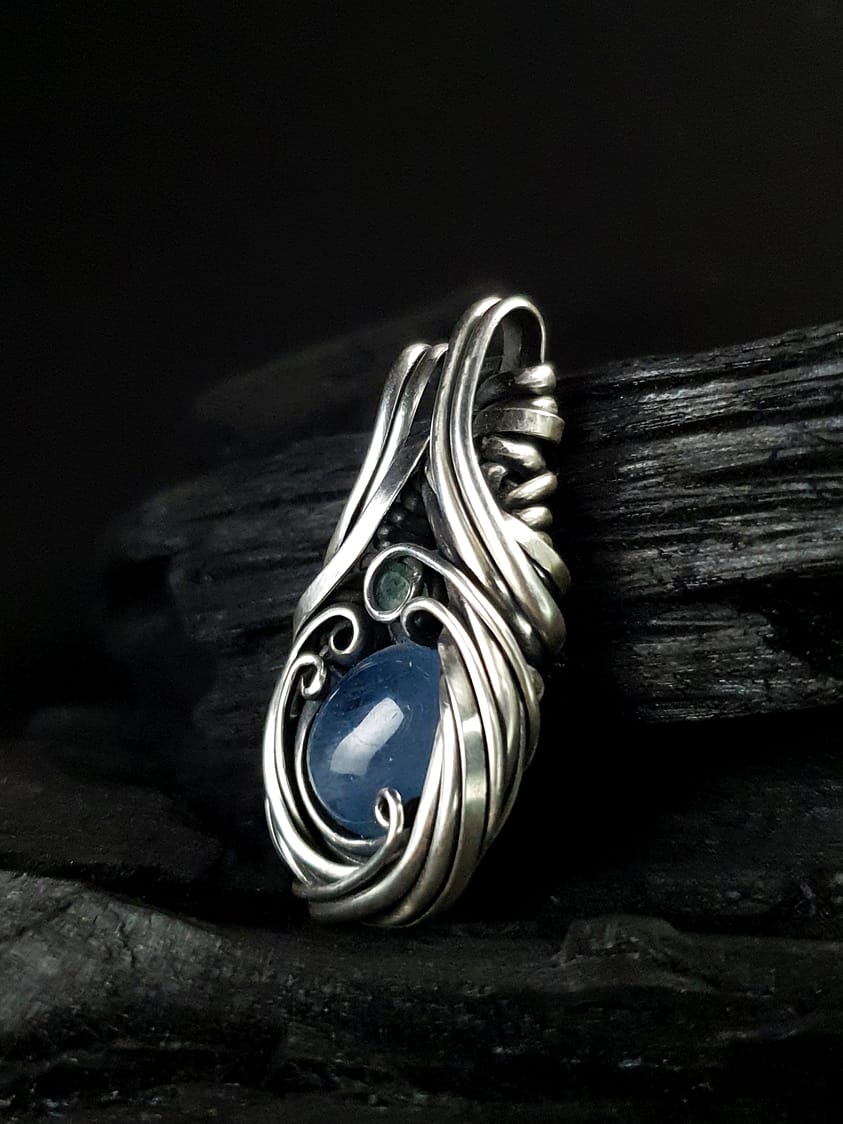 Aquamarine Tourmaline & Silver Pendant