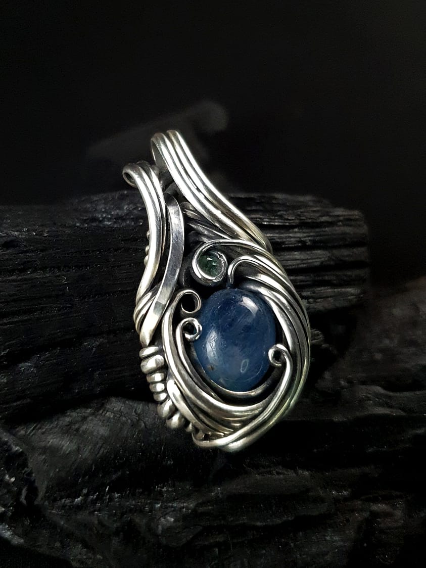 Aquamarine Tourmaline & Silver Pendant