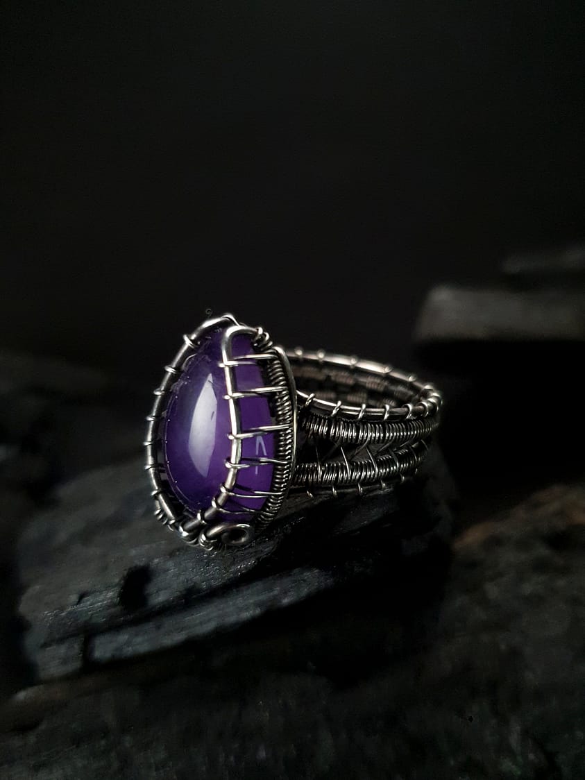 Amethyst teardrop & Silver Ring