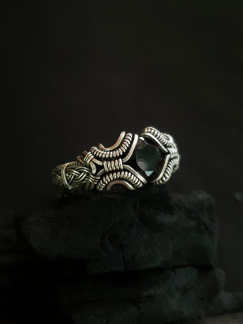 Black Spinel & Silver Ring
