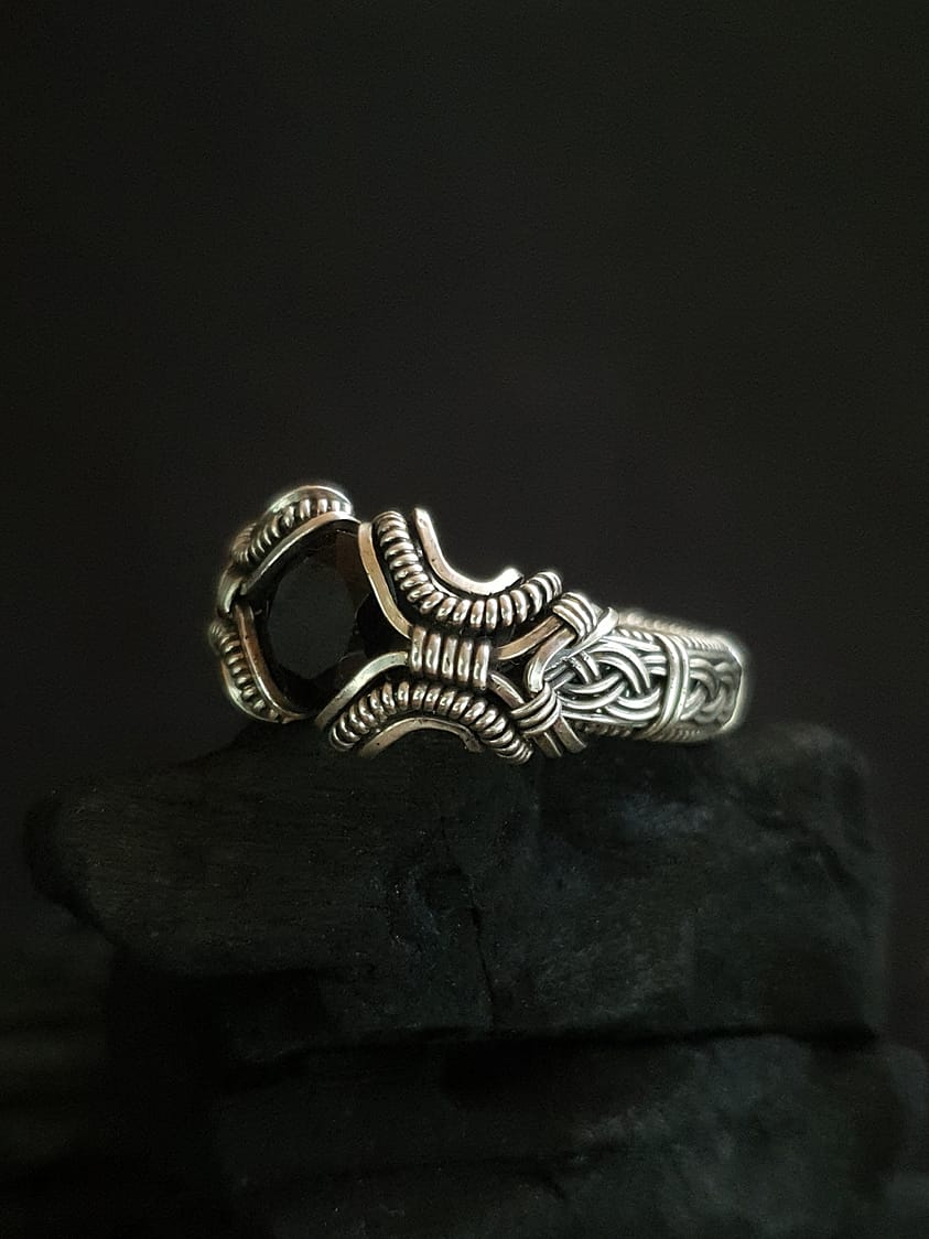 Black Spinel & Silver Ring