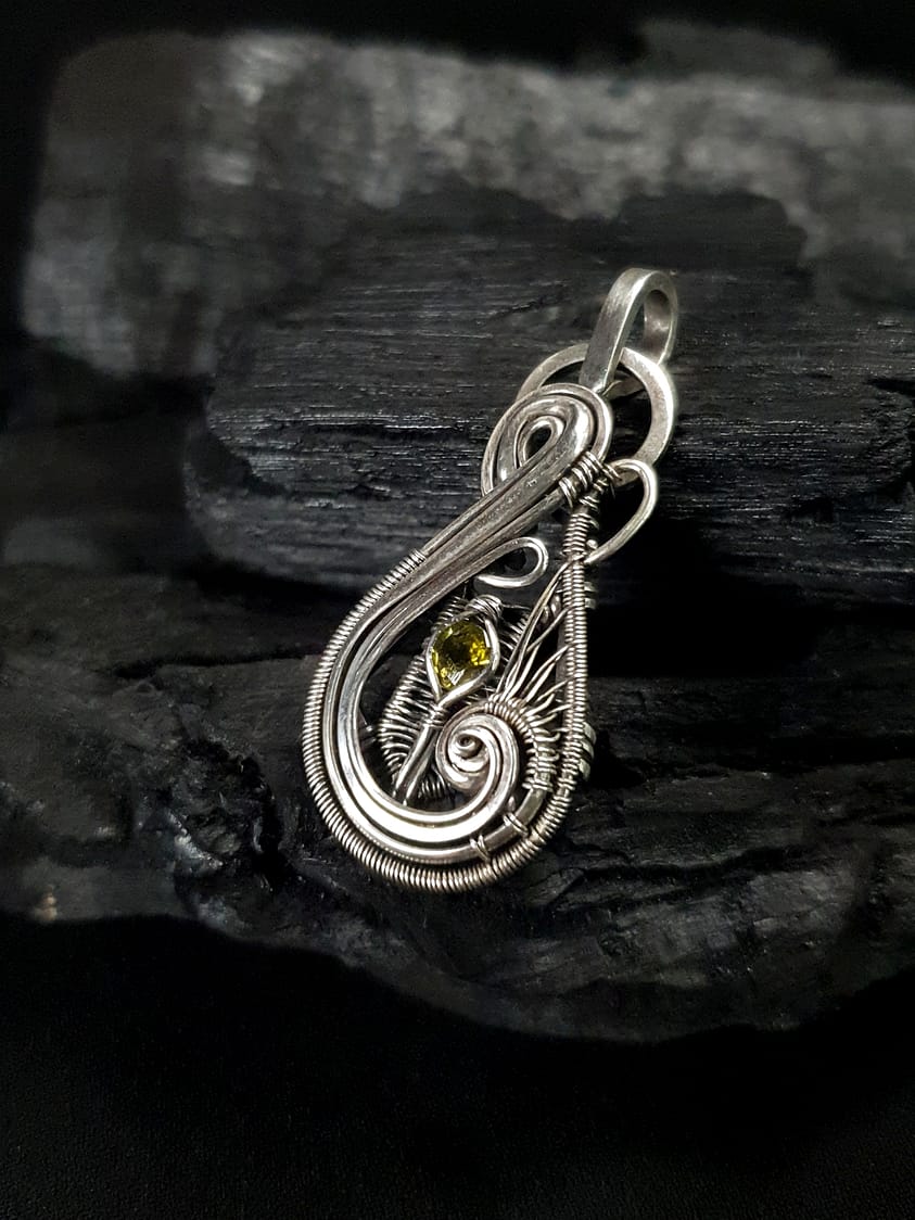 Green Tourmaline & Silver Small Pendant