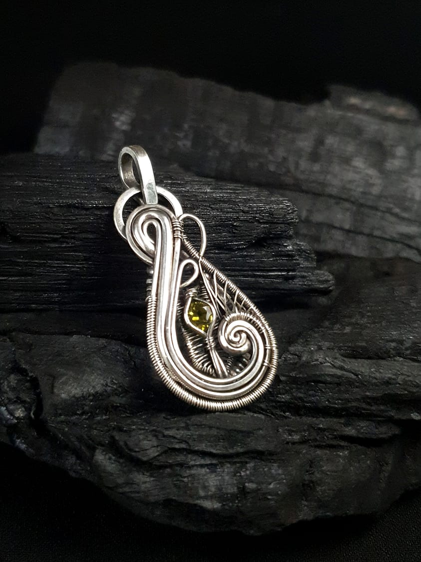 Green Tourmaline & Silver Small Pendant