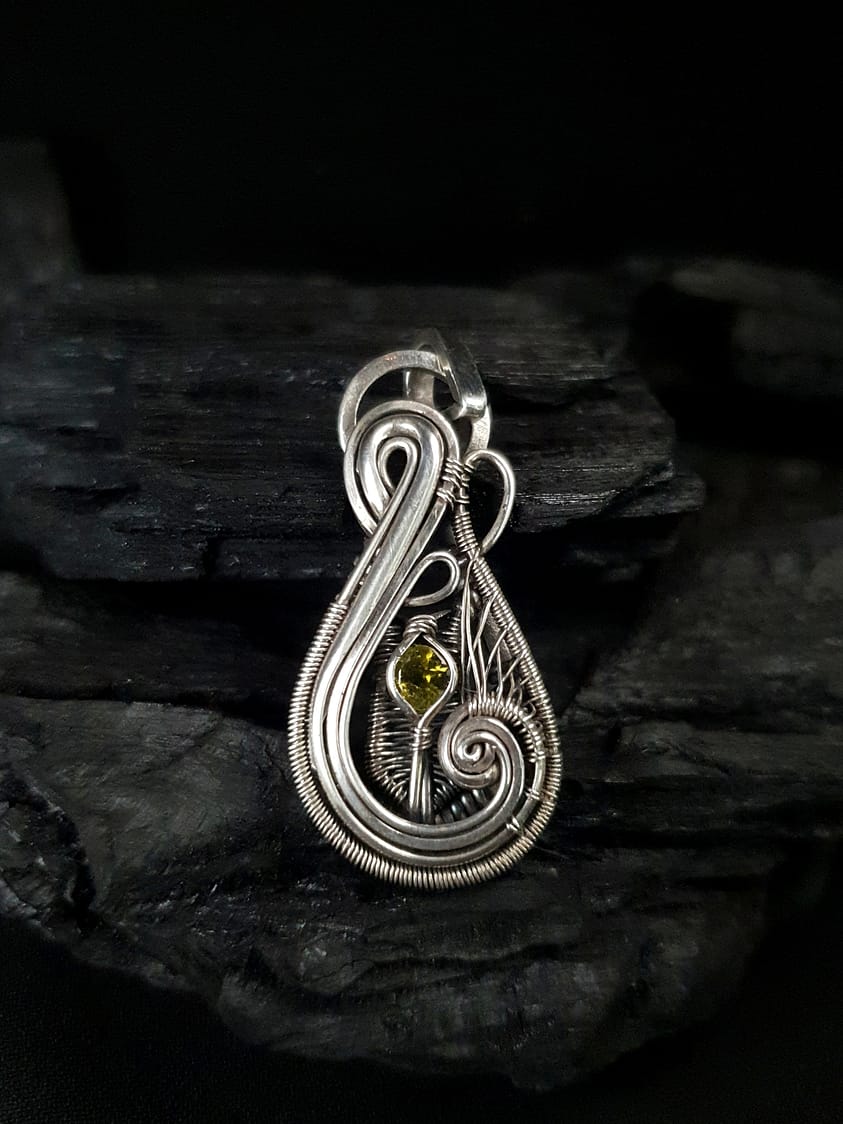 Green Tourmaline & Silver Small Pendant