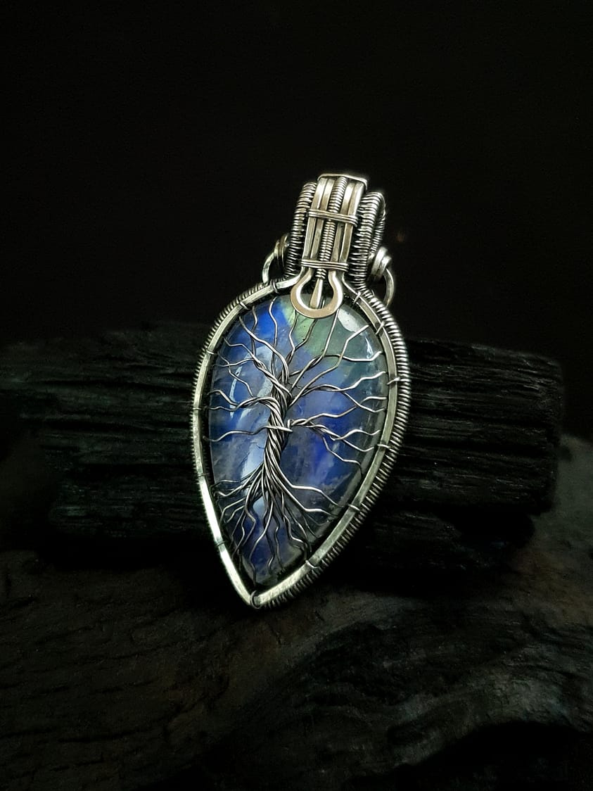Tree of Life - Moonstone & Silver wire pendant