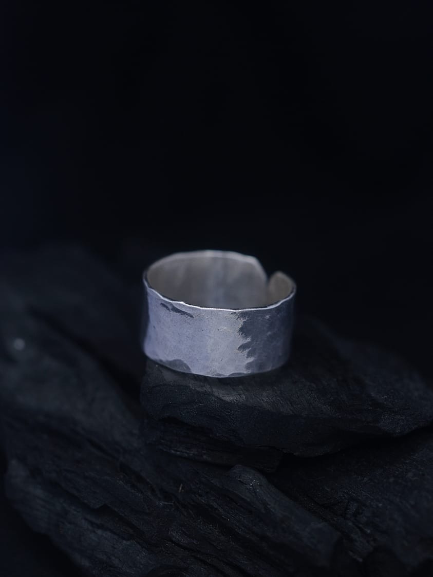 Hammered Textured Silver Ring
