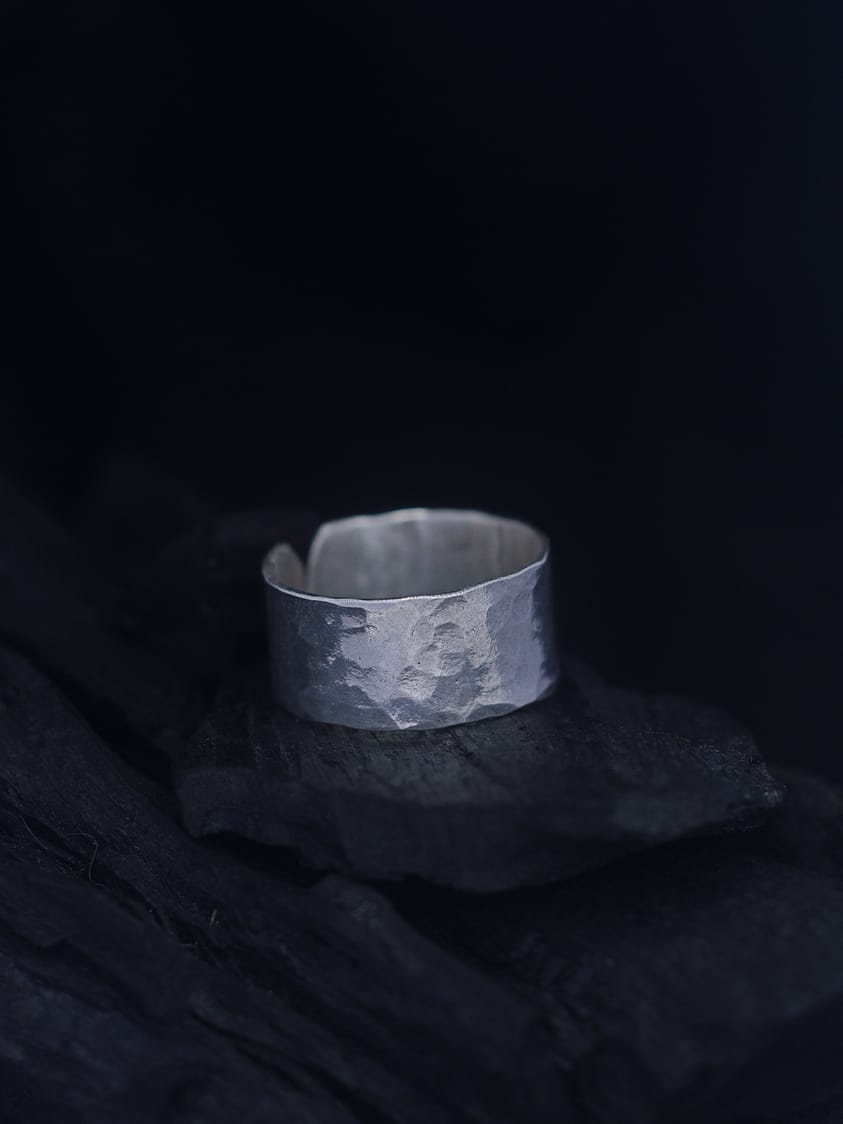 Hammered Textured Silver Ring