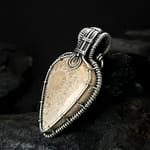 Fossil Coral & Silver wire pendant
