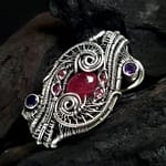 Ruby Tourmaline Amethyst & Silver pendant