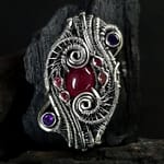 Ruby Tourmaline Amethyst & Silver pendant