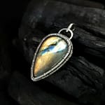 Orange Labradorite & Silver Pendant