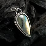 Orange Labradorite & Silver Pendant