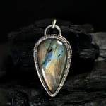 Orange Labradorite & Silver Pendant