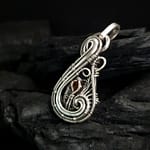 Orange Tourmaline & Silver Small Pendant