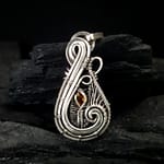 Orange Tourmaline & Silver Small Pendant