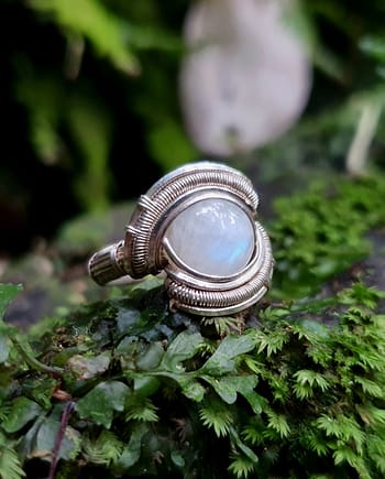 Moonstone & Silver wire ring