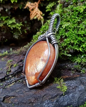 Golden Sunstone teardrop & Silver Minimal pendant