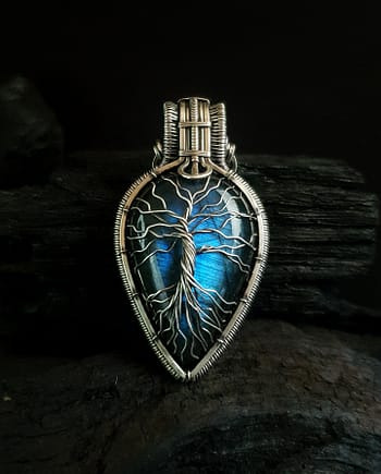 Tree of Life - Blue Labradorite & Silver wire pendant