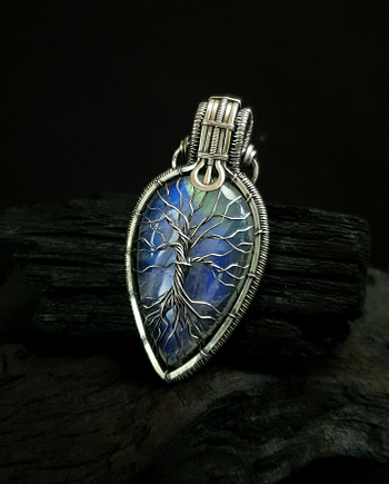 Tree of Life - Moonstone & Silver wire pendant