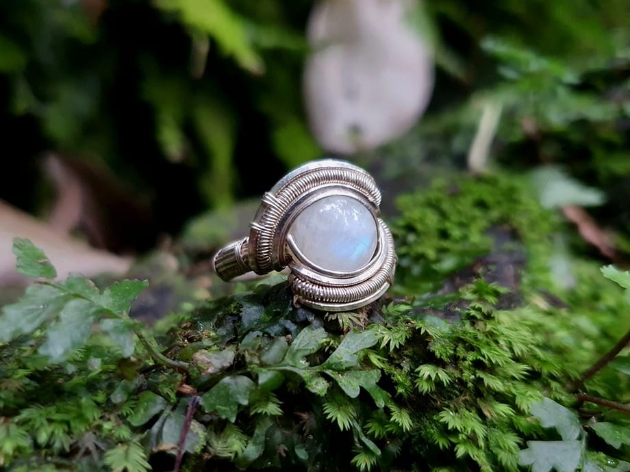 Moonstone & Silver wire ring