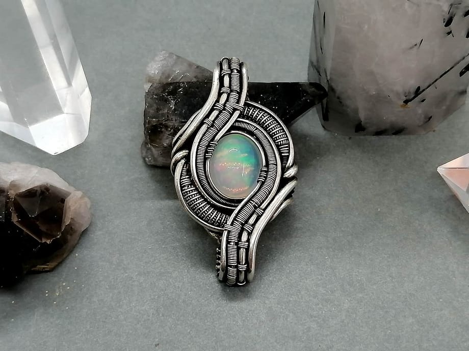 Opal & Silver wire pendant