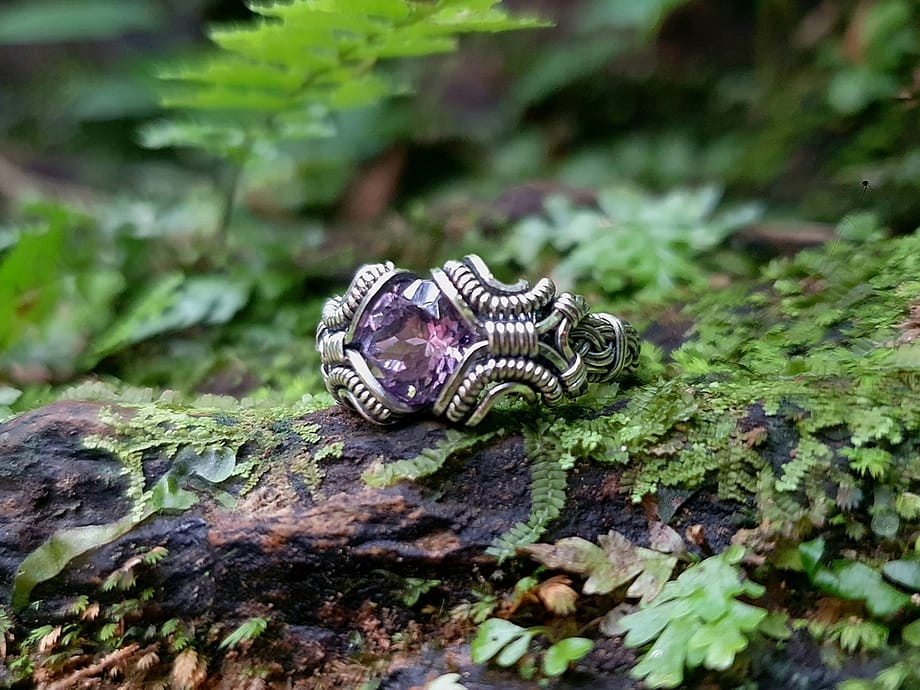 Amethyst & Silver wire ring